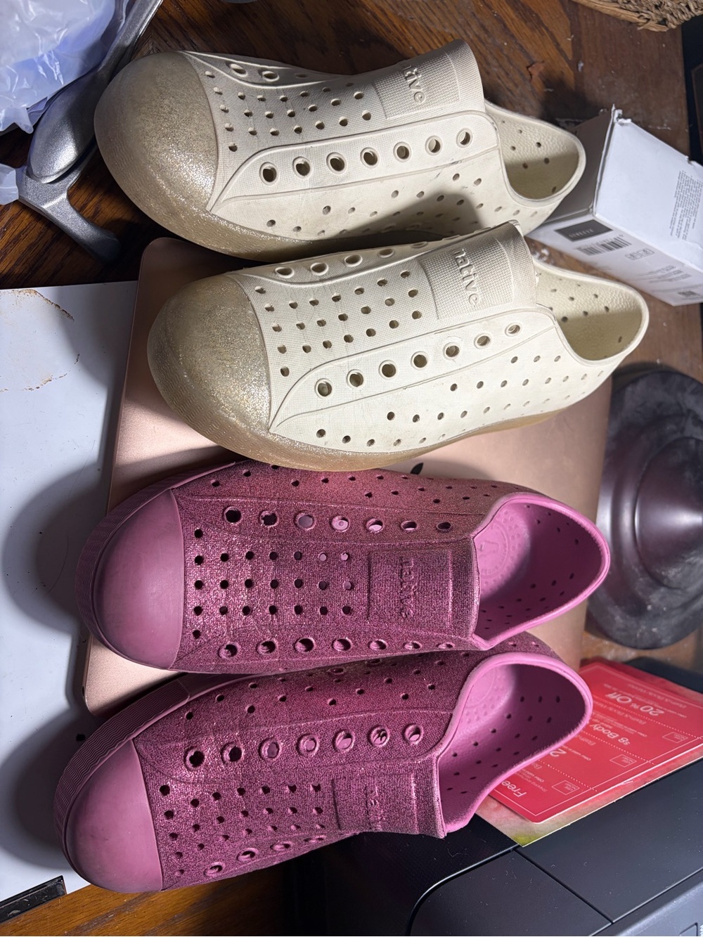 Native Kids Slip-On Sneakers in Cream and Pink